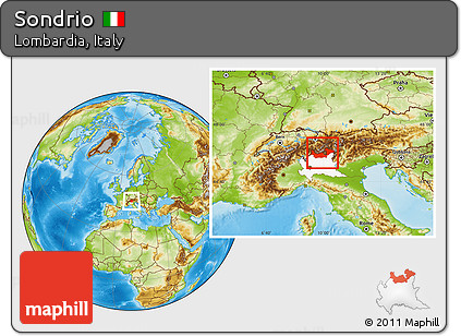 Physical Location Map of Sondrio, highlighted parent region