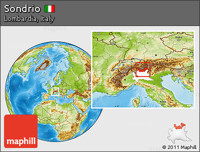 Physical Location Map of Sondrio, highlighted parent region