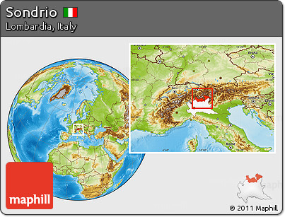 Physical Location Map of Sondrio, highlighted parent region