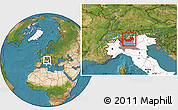 Satellite Location Map of Sondrio, highlighted country, highlighted parent region