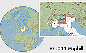 Savanna Style Location Map of Sondrio, highlighted country, highlighted parent region, hill shading