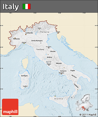 Classic Style Map of Italy, single color outside