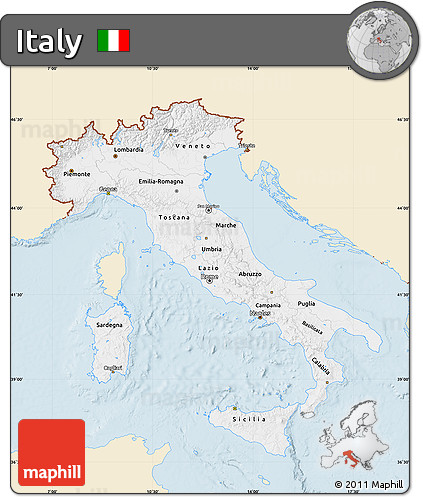Classic Style Map of Italy, single color outside