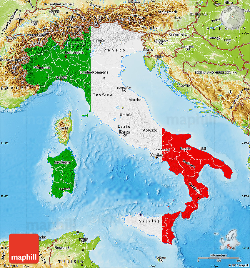 italian map flag