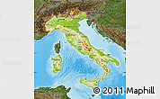 Physical Map of Italy, darken, land only