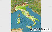 Physical Map of Italy, satellite outside