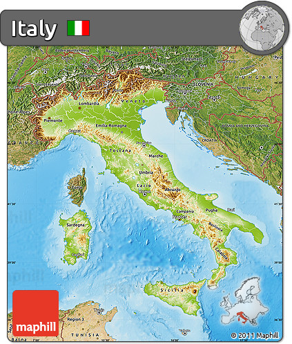 Physical Map of Italy, satellite outside, shaded relief sea