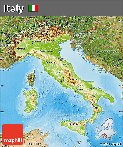Physical Map of Italy, satellite outside, shaded relief sea