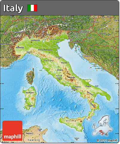 Physical Map of Italy, satellite outside, shaded relief sea