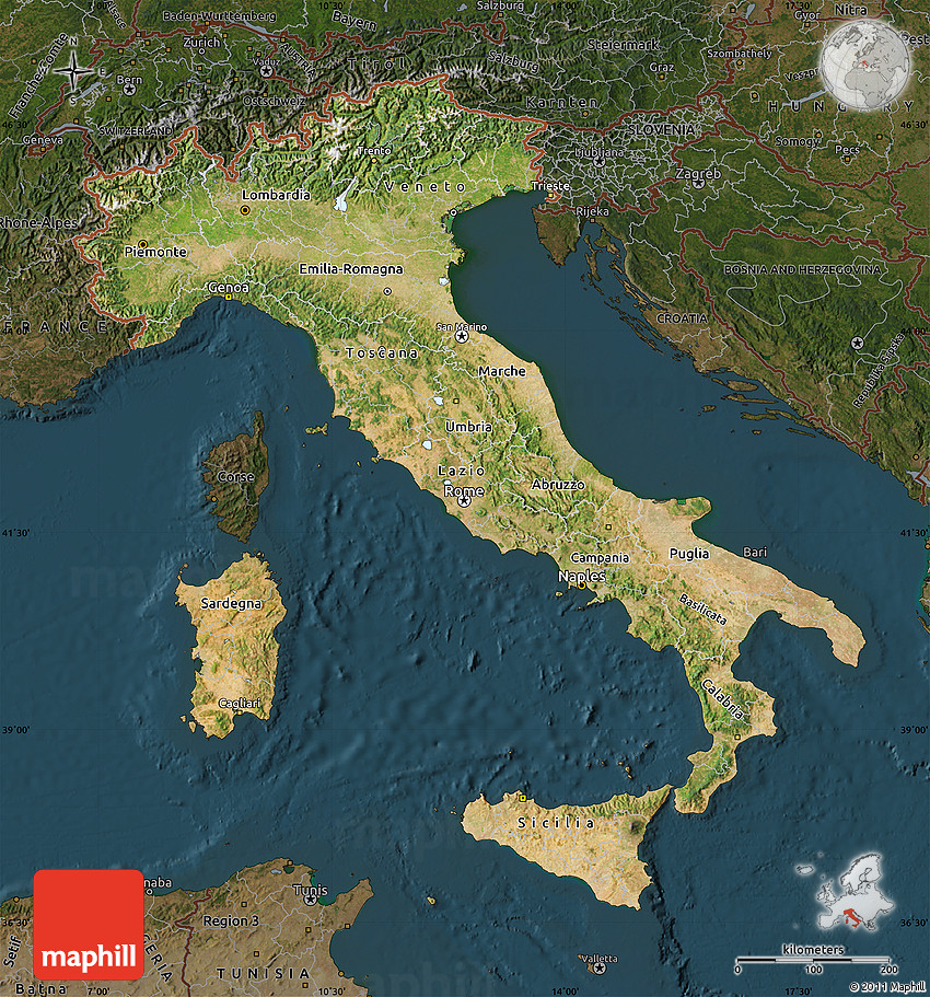 Satellite Map Of Italy - Time Zones Map