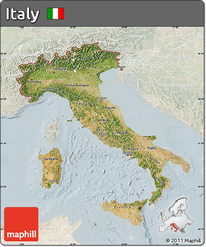 Satellite Map of Italy, lighten