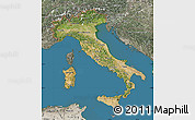 Satellite Map of Italy, semi-desaturated, land only