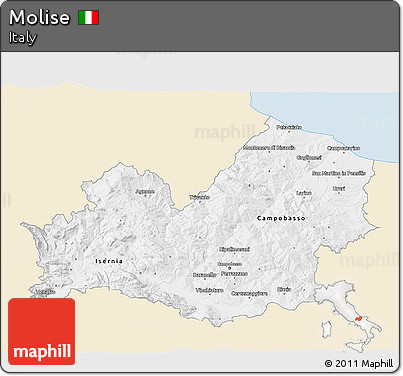 Classic Style 3D Map of Molise, single color outside