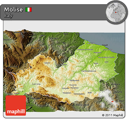 Physical 3D Map of Molise, darken