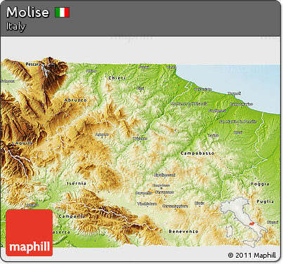 Physical 3D Map of Molise