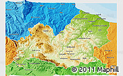 Physical 3D Map of Molise, political shades outside