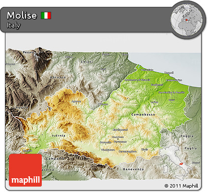 Physical 3D Map of Molise, semi-desaturated