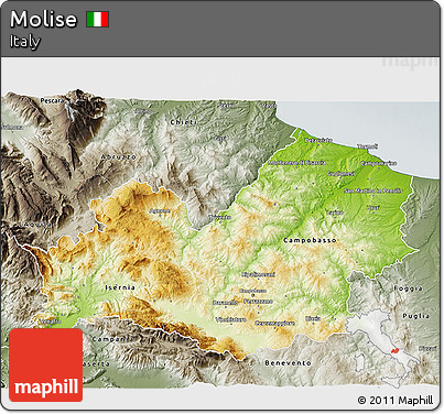 Physical 3D Map of Molise, semi-desaturated