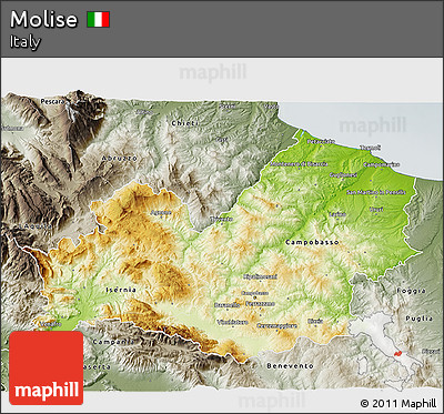 Physical 3D Map of Molise, semi-desaturated