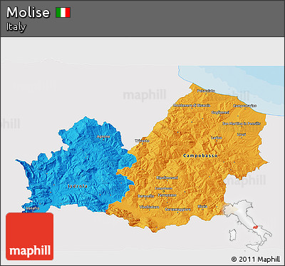 Political 3D Map of Molise, single color outside