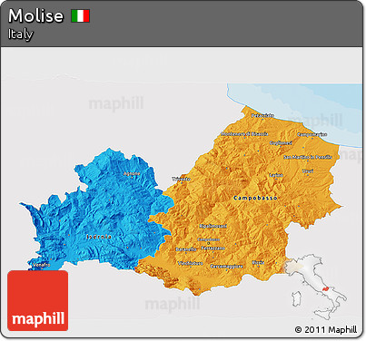 Political 3D Map of Molise, single color outside