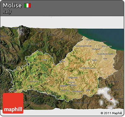 Satellite 3D Map of Molise, darken