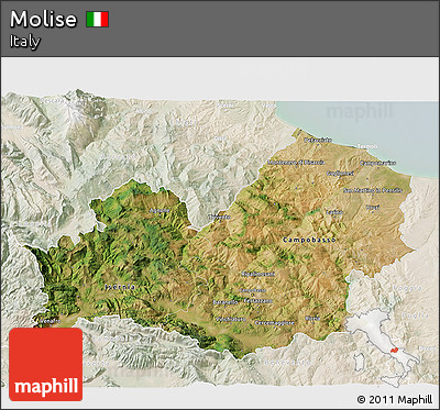 Satellite 3D Map of Molise, lighten