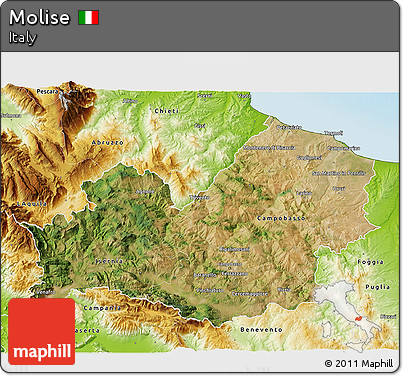 Satellite 3D Map of Molise, physical outside