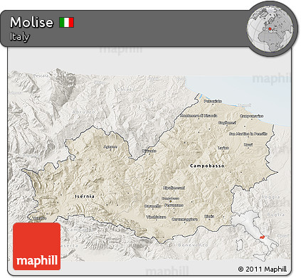 Shaded Relief 3D Map of Molise, lighten