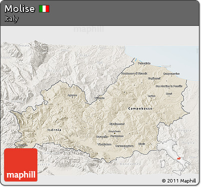 Shaded Relief 3D Map of Molise, lighten