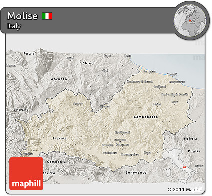 Shaded Relief 3D Map of Molise, semi-desaturated