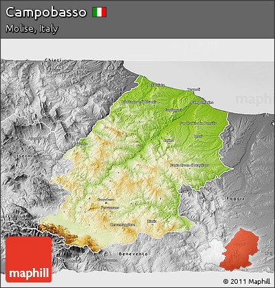 Physical 3D Map of Campobasso, desaturated