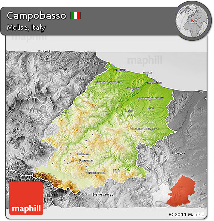 Physical 3D Map of Campobasso, desaturated