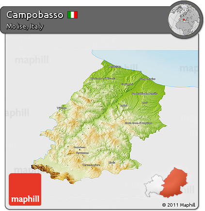 Physical 3D Map of Campobasso, single color outside