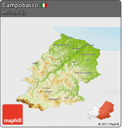 Physical 3D Map of Campobasso, single color outside