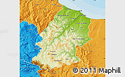 Physical Map of Campobasso, political outside