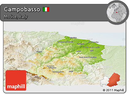 Physical Panoramic Map of Campobasso, lighten