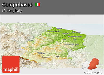 Physical Panoramic Map of Campobasso, lighten