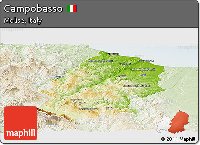 Physical Panoramic Map of Campobasso, lighten