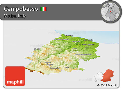 Physical Panoramic Map of Campobasso, single color outside