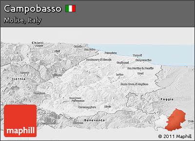 Silver Style Panoramic Map of Campobasso