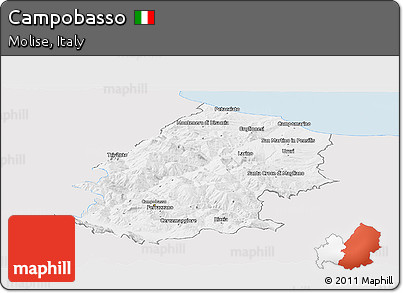 Silver Style Panoramic Map of Campobasso, single color outside