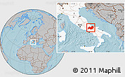 Gray Location Map of Molise, highlighted country, hill shading