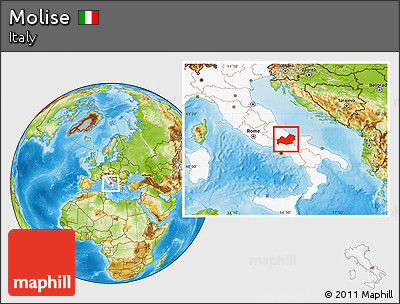 Physical Location Map of Molise, highlighted country
