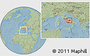 Savanna Style Location Map of Molise, within the entire country, hill shading