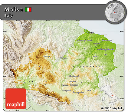 Physical Map of Molise, lighten