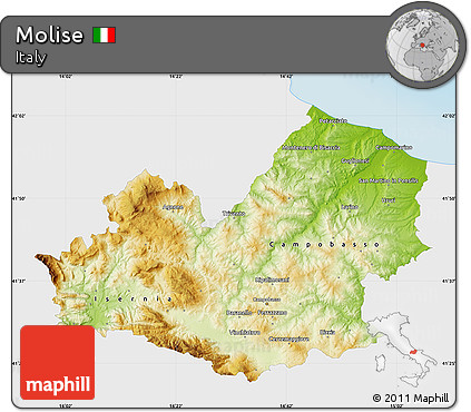 Physical Map of Molise, single color outside