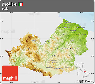 Physical Map of Molise, single color outside