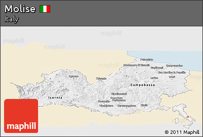 Classic Style Panoramic Map of Molise, single color outside