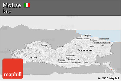 Gray Panoramic Map of Molise, single color outside